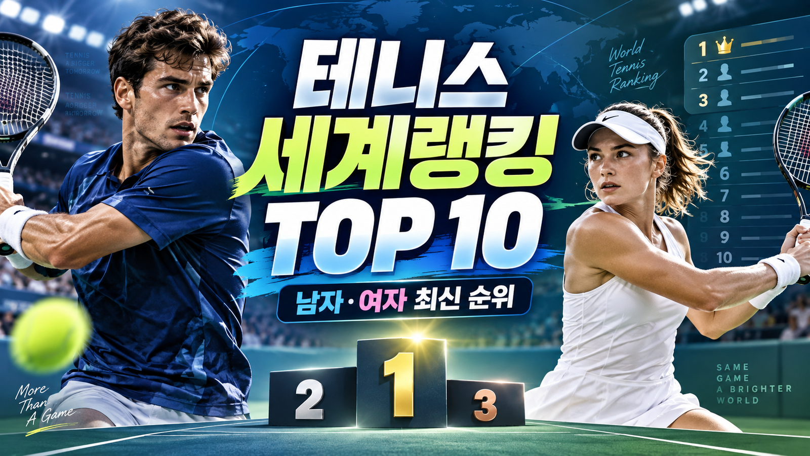 2026 9월 셋째주 테니스 세계랭킹 TOP 10 총정리|남자 ATP·여자 WTA 최신 순위 한눈에